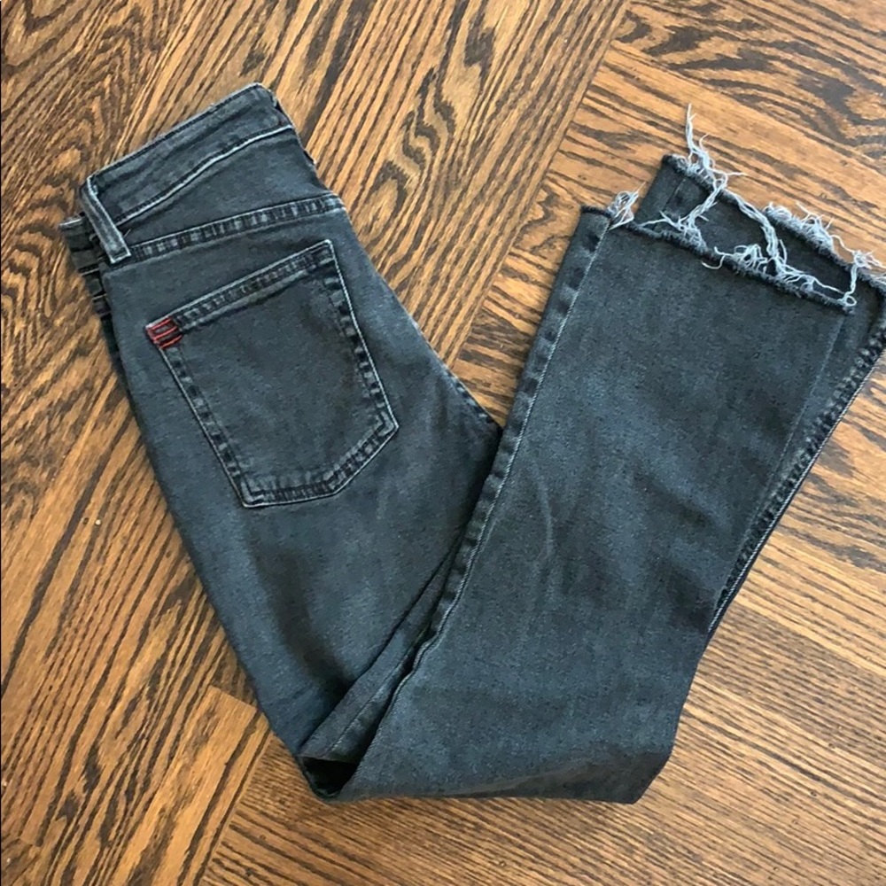 BDG kick flare high-rise cropped black wash jean
